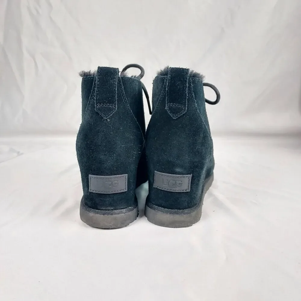 UGG Neumel Style Black Suede Chukka Boots Womens 9 Fur Lined Winter
